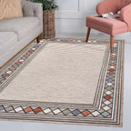 Sebastian High-Low Modern Diamond Border Indoor/Outdoor Area Rug