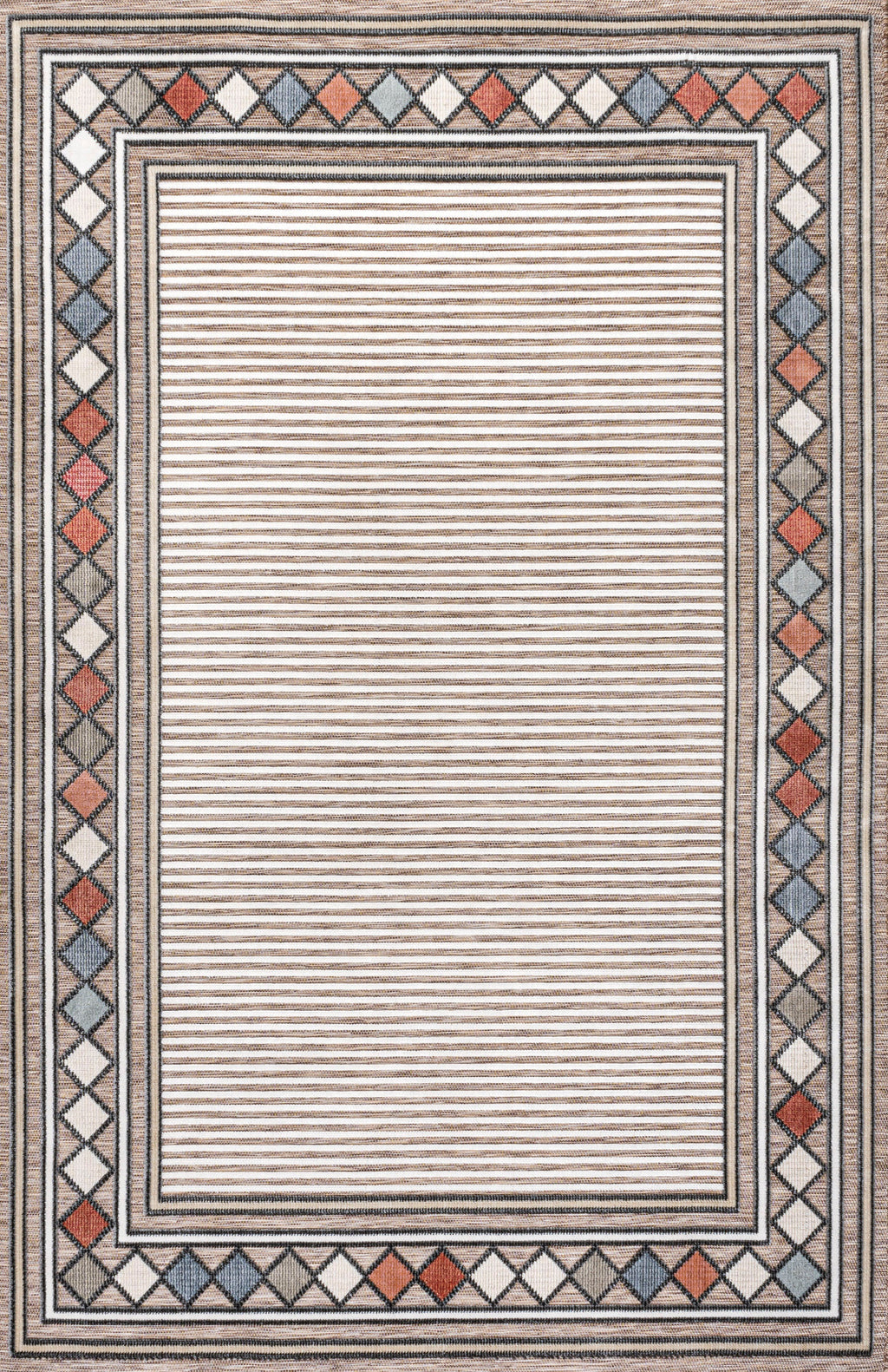 Sebastian High-Low Modern Diamond Border Indoor/Outdoor Area Rug