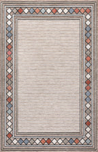 Sebastian High-Low Modern Diamond Border Indoor/Outdoor Area Rug