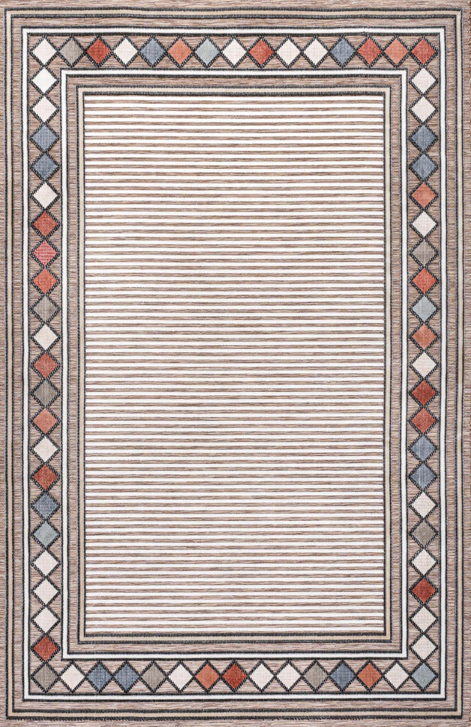 Sebastian High-Low Modern Diamond Border Indoor/Outdoor Area Rug