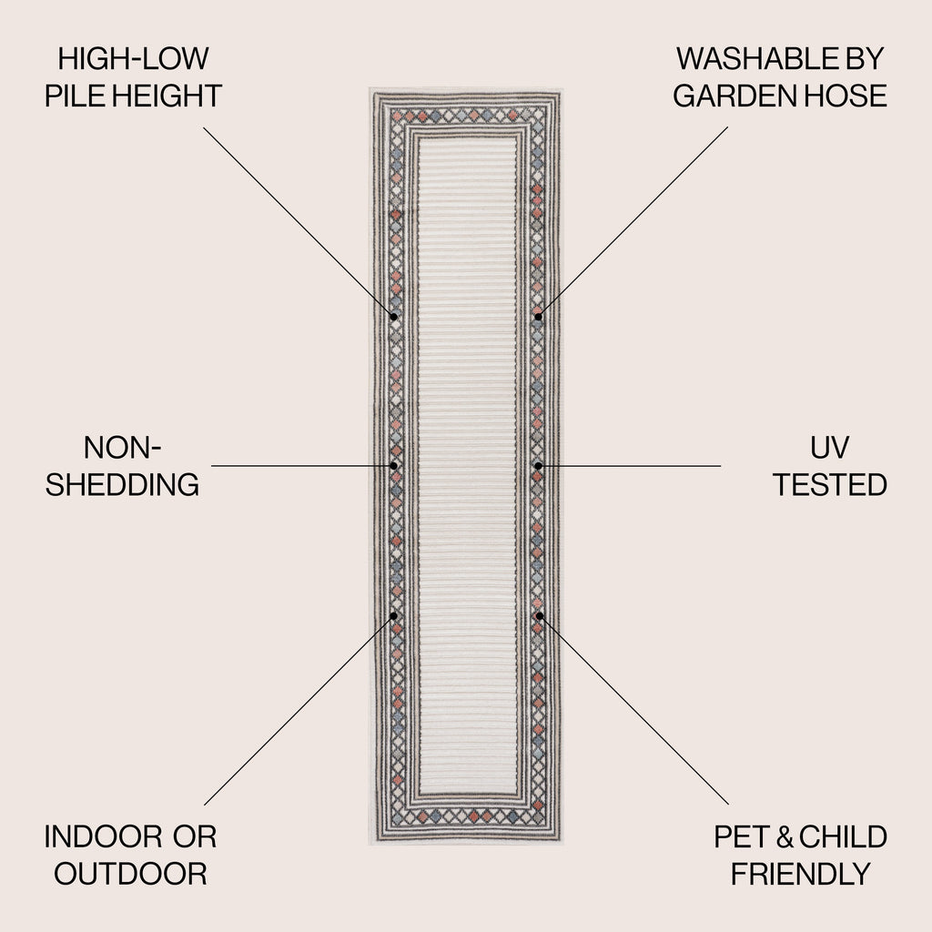 Sebastian High-Low Modern Diamond Border Indoor/Outdoor Area Rug
