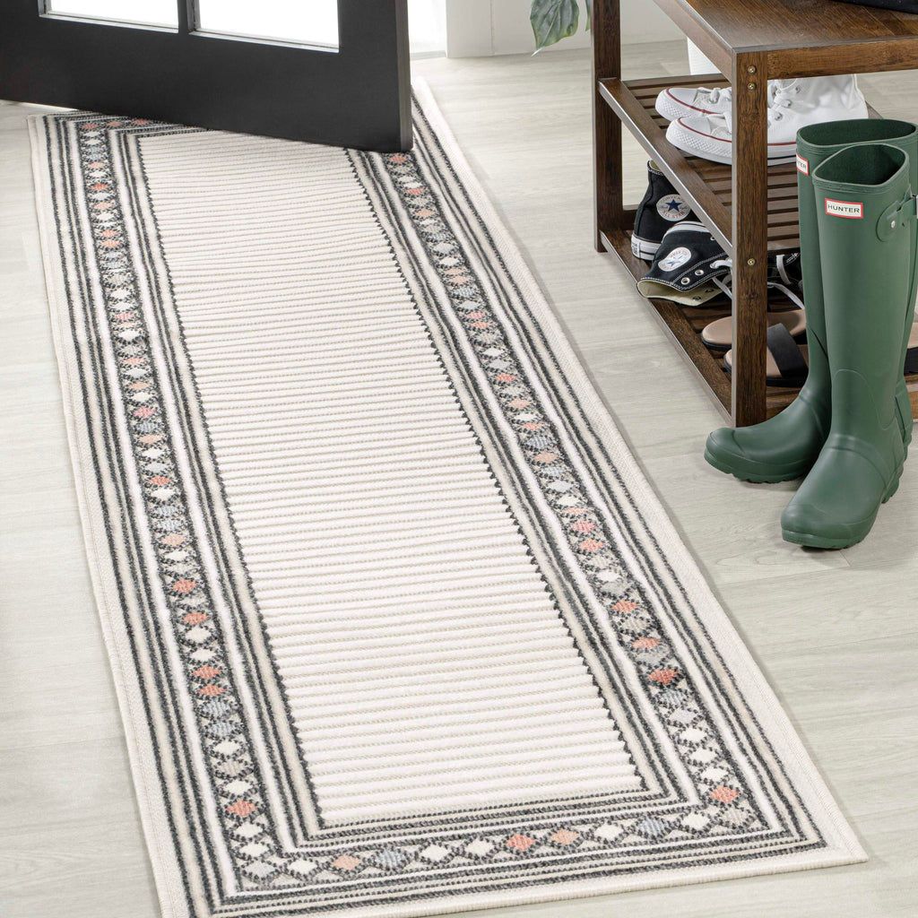 Sebastian High-Low Modern Diamond Border Indoor/Outdoor Area Rug
