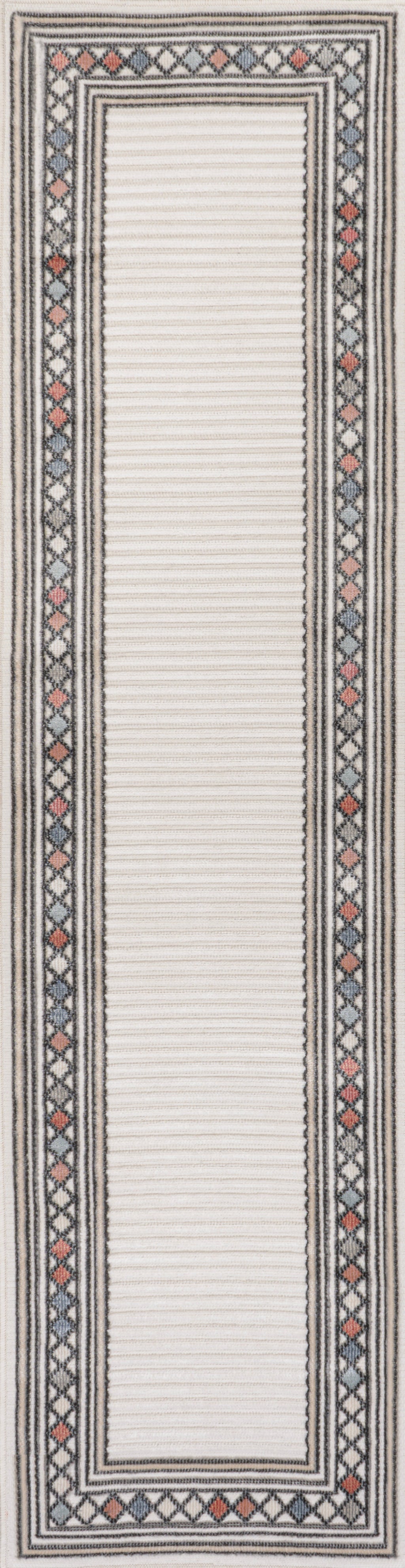 Sebastian High-Low Modern Diamond Border Indoor/Outdoor Area Rug