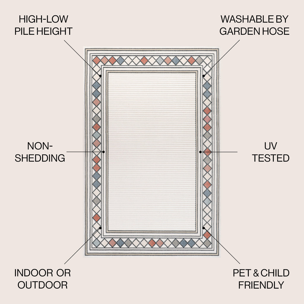 Sebastian High-Low Modern Diamond Border Indoor/Outdoor Area Rug