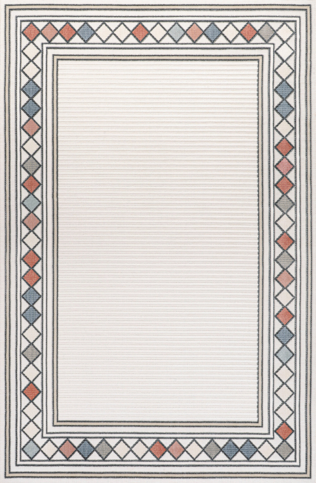 Sebastian High-Low Modern Diamond Border Indoor/Outdoor Area Rug