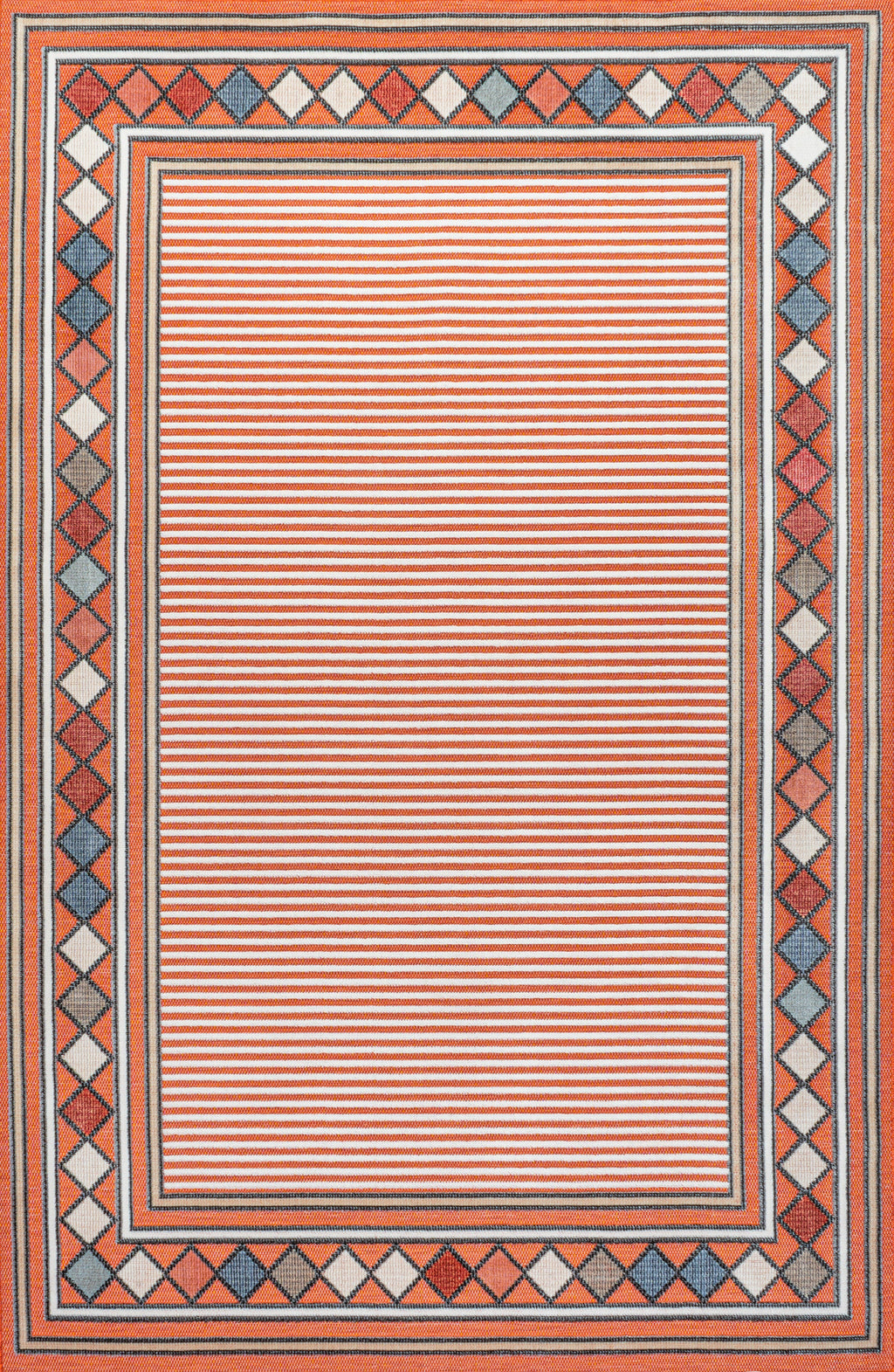 Sebastian High-Low Modern Diamond Border Indoor/Outdoor Area Rug