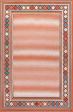 Sebastian High-Low Modern Diamond Border Indoor/Outdoor Area Rug