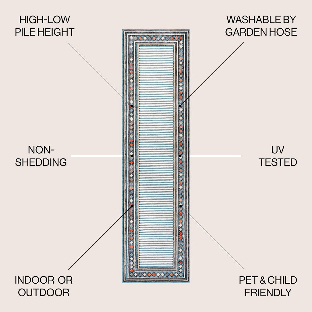 Sebastian High-Low Modern Diamond Border Indoor/Outdoor Area Rug