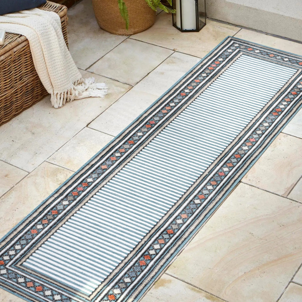 Sebastian High-Low Modern Diamond Border Indoor/Outdoor Area Rug