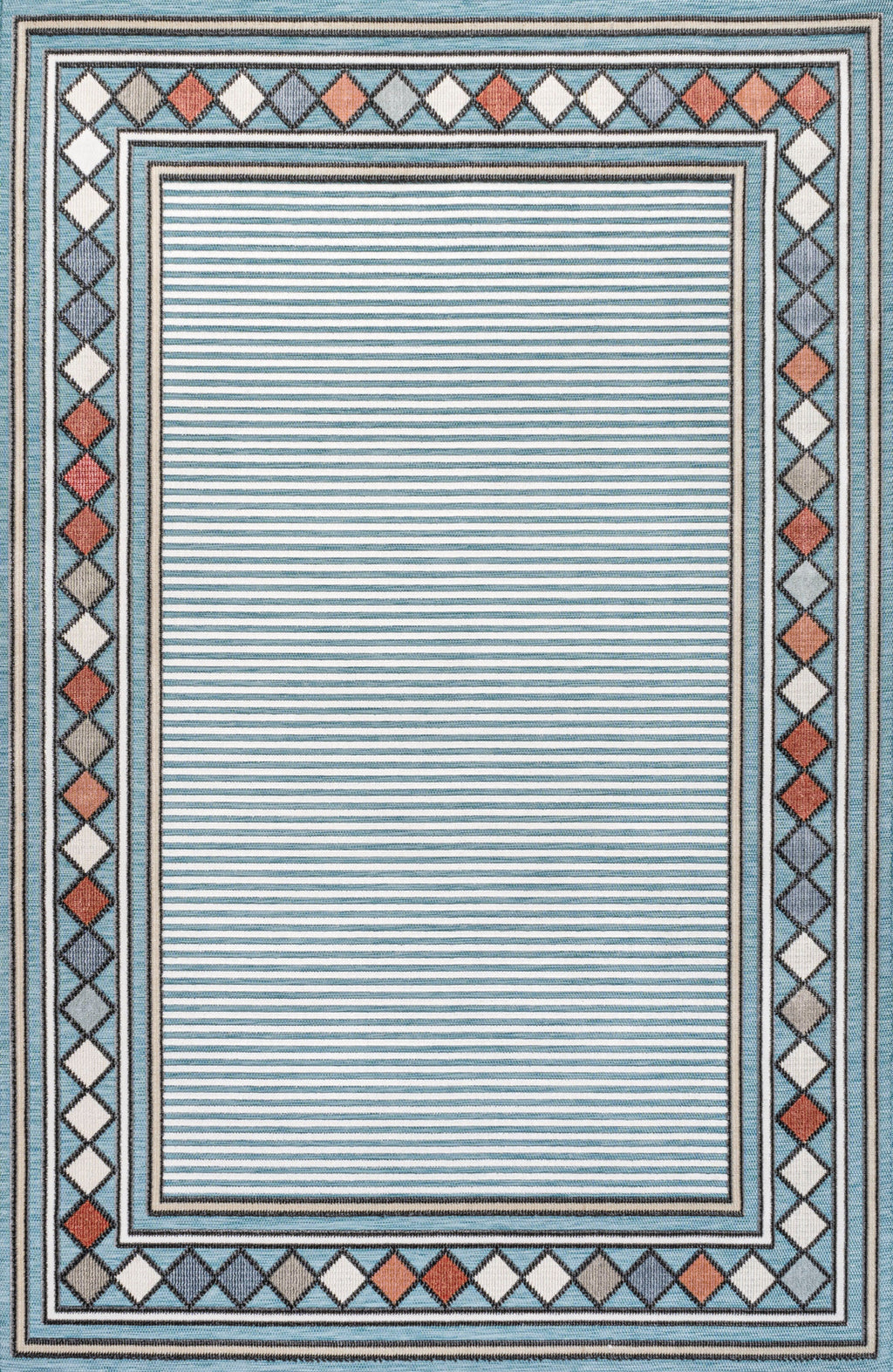 Sebastian High-Low Modern Diamond Border Indoor/Outdoor Area Rug