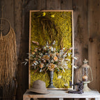 Artificial Plant Flowers Large Golden Bird Vase 3D Framed Wall Art