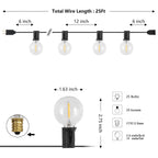 25-Light Indoor/Outdoor 25 ft. Contemporary Rustic Incandescent G40 Bistro Globe Bulb String Lights (Set of 2)
