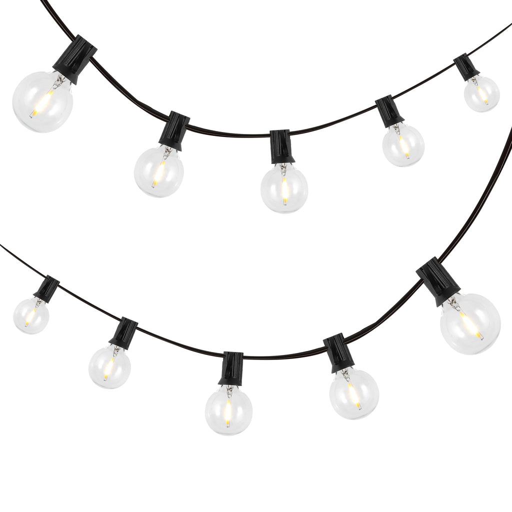 25-Light Indoor/Outdoor 25 ft. Contemporary Rustic Incandescent G40 Bistro Globe Bulb String Lights (Set of 2)