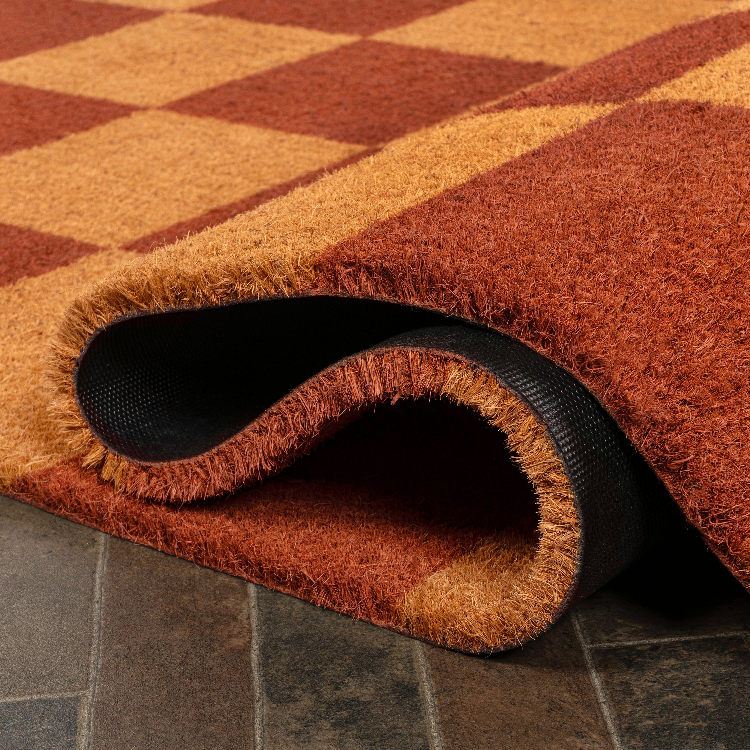 Porter Classic Farmhouse Checkered Coir Indoor/Outdoor Doormat