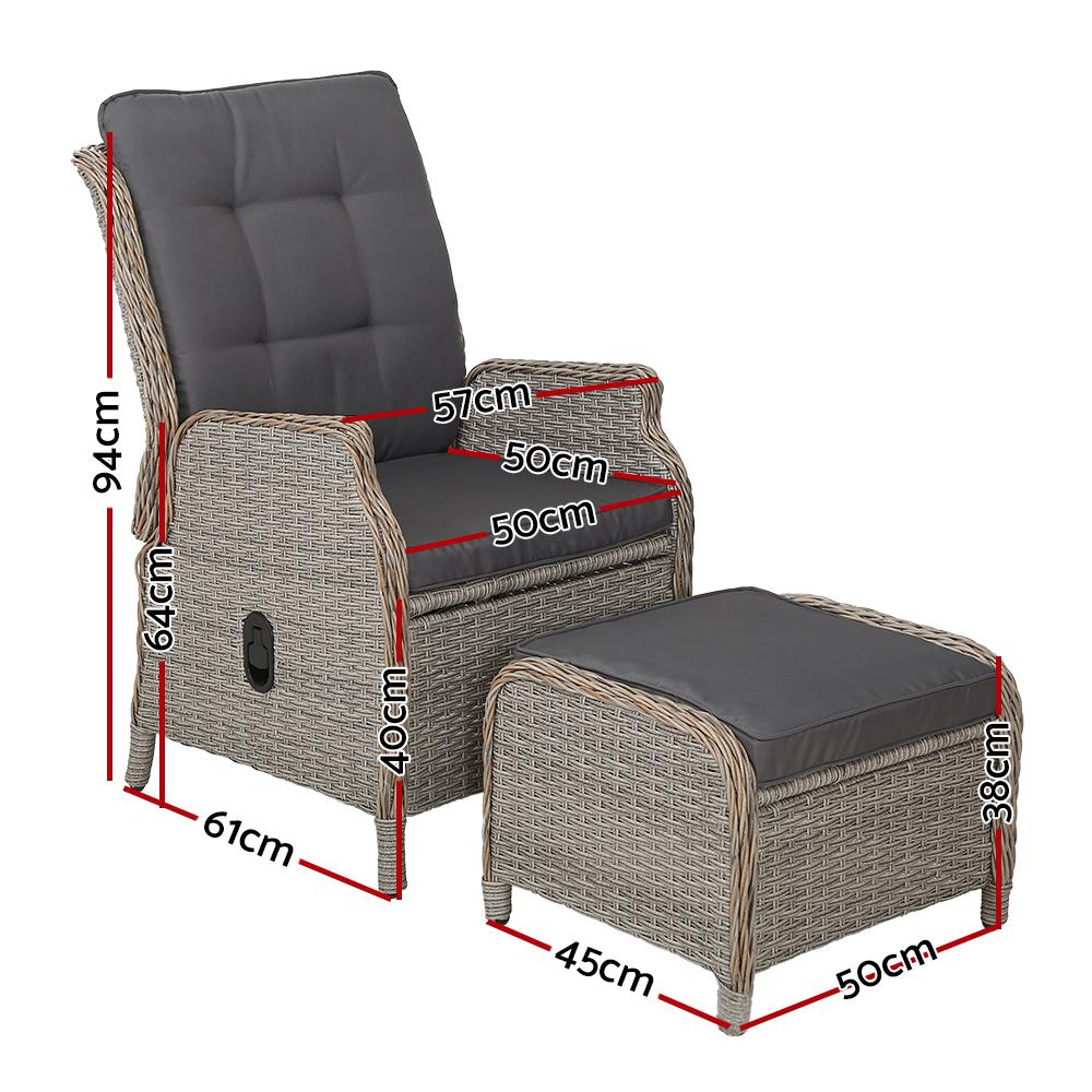 Gardeon Recliner Chair Sun lounge Wicker Lounger Outdoor Furniture