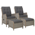 Gardeon 2PC Recliner Chair Sun lounge Wicker Lounger Outdoor Furniture