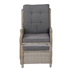 Gardeon 2PC Recliner Chair Sun lounge Wicker Lounger Outdoor Furniture
