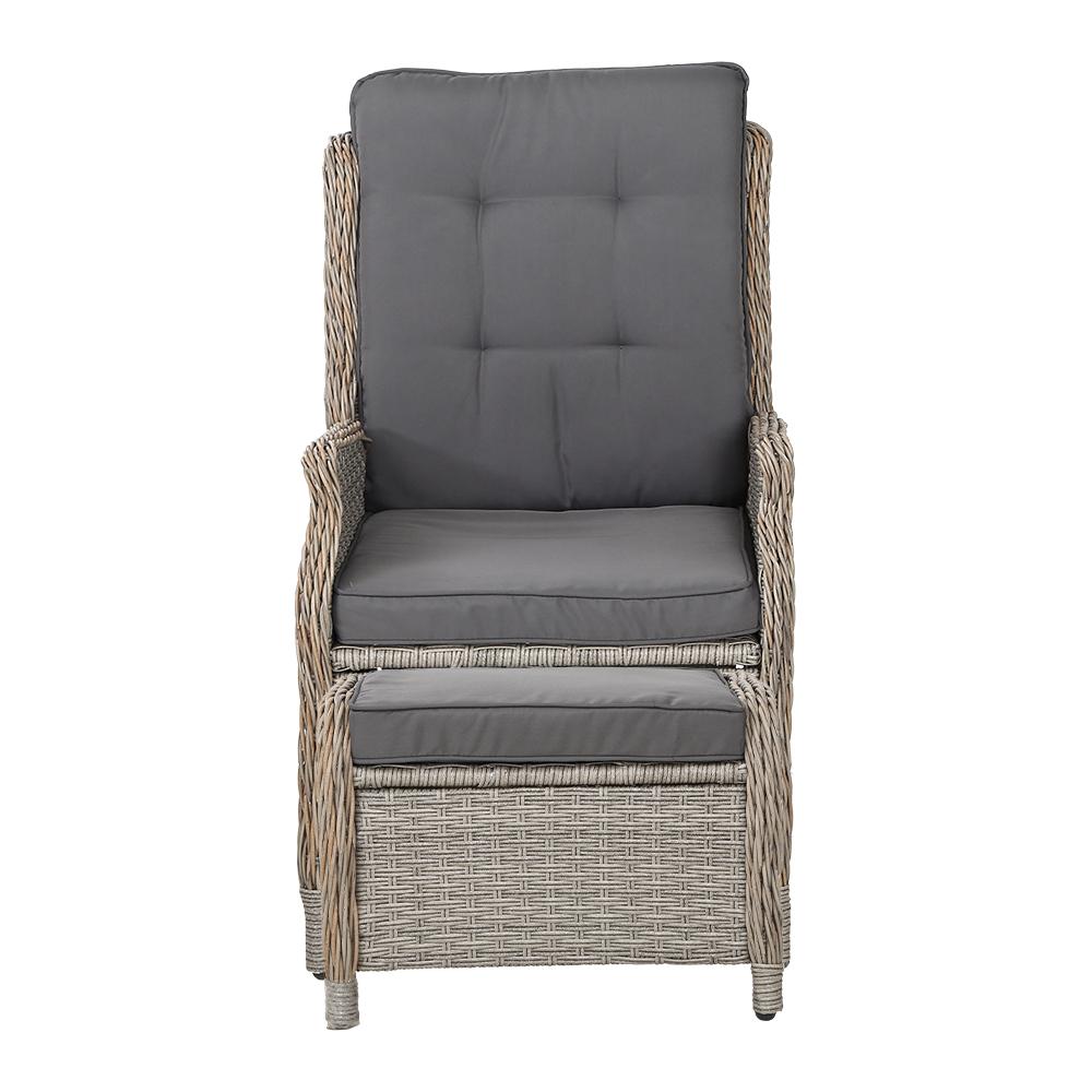 Gardeon 2PC Recliner Chair Sun lounge Wicker Lounger Outdoor Furniture