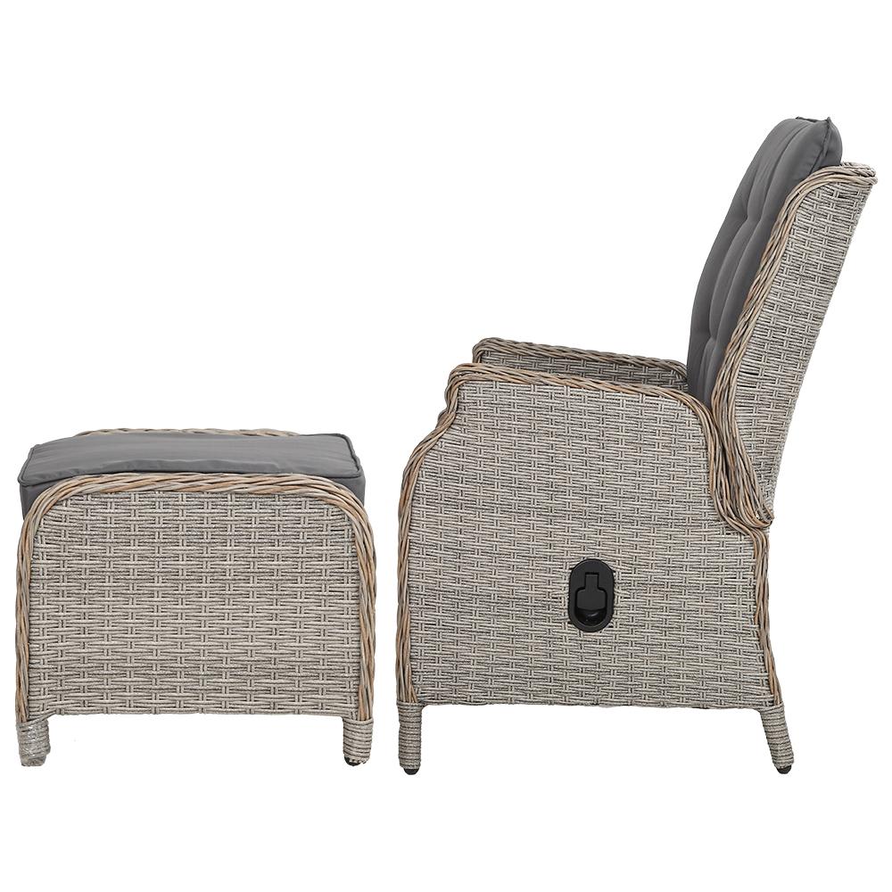 Gardeon 2PC Recliner Chair Sun lounge Wicker Lounger Outdoor Furniture