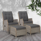 Gardeon 2PC Recliner Chair Sun lounge Wicker Lounger Outdoor Furniture