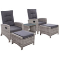 Gardeon 5PC Recliner Chairs Table Sun lounge Wicker Outdoor Furniture