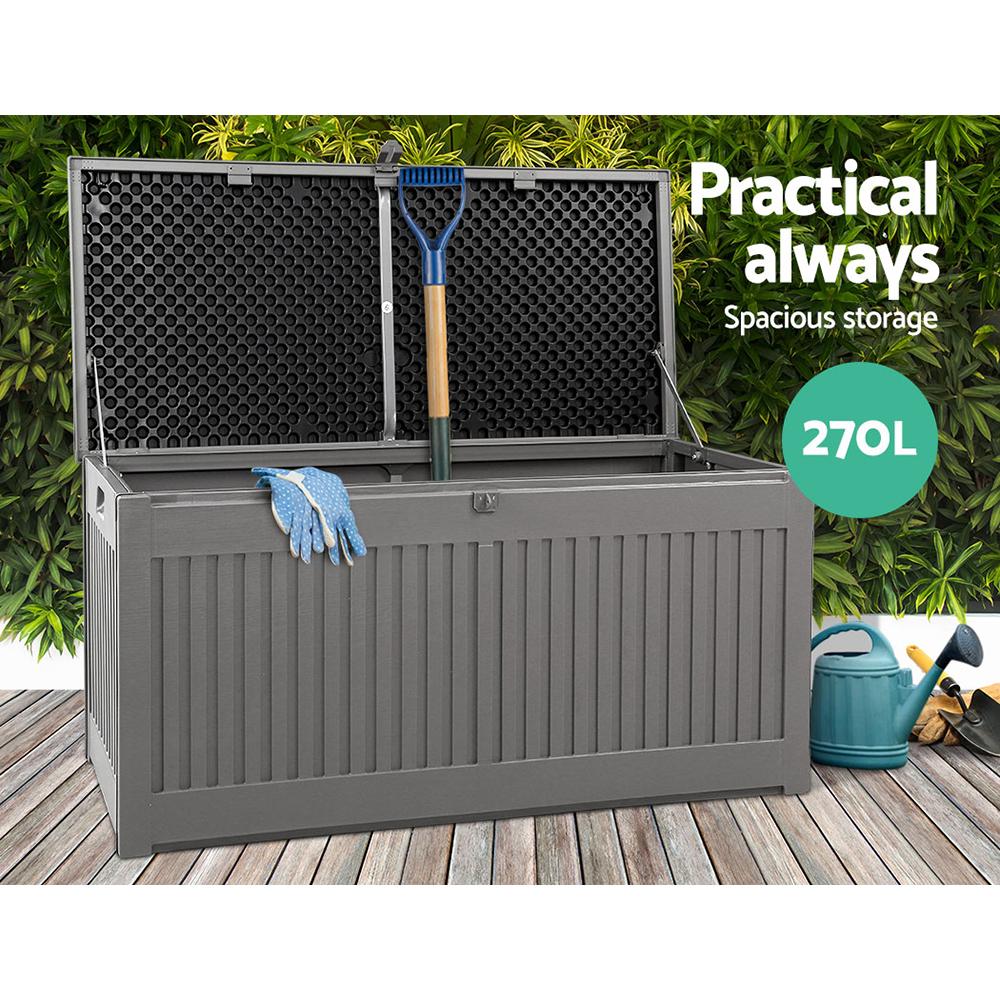 Gardeon Outdoor Storage Box 270L Container Lockable Garden Bench Tool