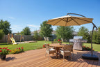 10' Octagon Offset Champagne Frame Umbrellas with Base