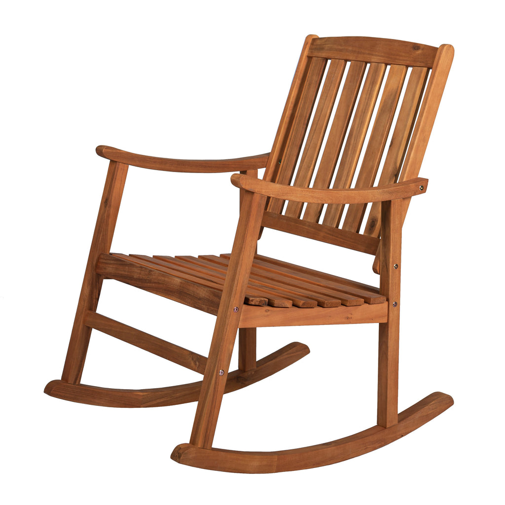 Penny Classic Slat-Back Support Acacia Wood Patio Outdoor Rocking Chair