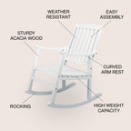 Penny Classic Slat-Back Support Acacia Wood Patio Outdoor Rocking Chair