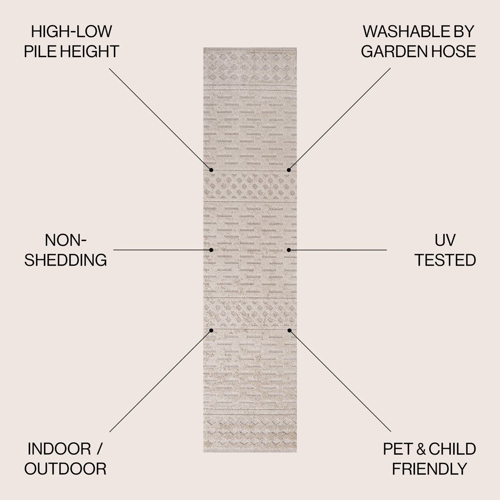 Xlendi High-Low Pile Moroccan Geometric Indoor/Outdoor Area Rug