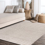 Xlendi High-Low Pile Moroccan Geometric Indoor/Outdoor Area Rug
