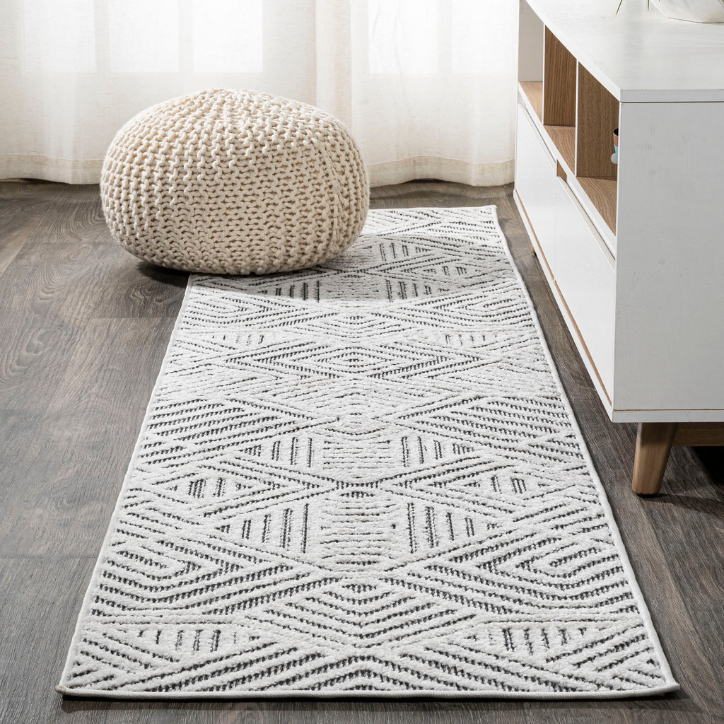 Jordan High-Low Pile Art Deco Geometric  Indoor/Outdoor Area Rug