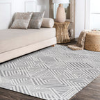 Jordan High-Low Pile Art Deco Geometric  Indoor/Outdoor Area Rug