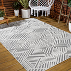 Jordan High-Low Pile Art Deco Geometric  Indoor/Outdoor Area Rug