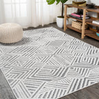 Jordan High-Low Pile Art Deco Geometric  Indoor/Outdoor Area Rug