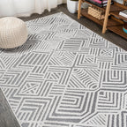 Jordan High-Low Pile Art Deco Geometric  Indoor/Outdoor Area Rug