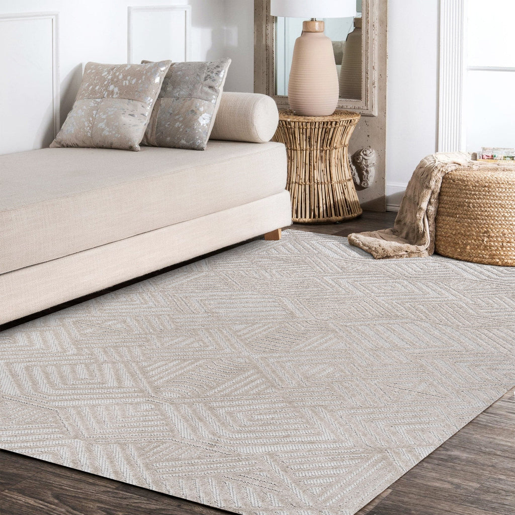 Jordan High-Low Pile Art Deco Geometric  Indoor/Outdoor Area Rug