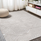Jordan High-Low Pile Art Deco Geometric  Indoor/Outdoor Area Rug
