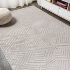 Jordan High-Low Pile Art Deco Geometric  Indoor/Outdoor Area Rug