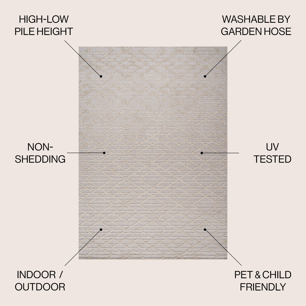 Ararat High-Low Pile Moroccan Diamond Modern  Indoor/Outdoor Area Rug