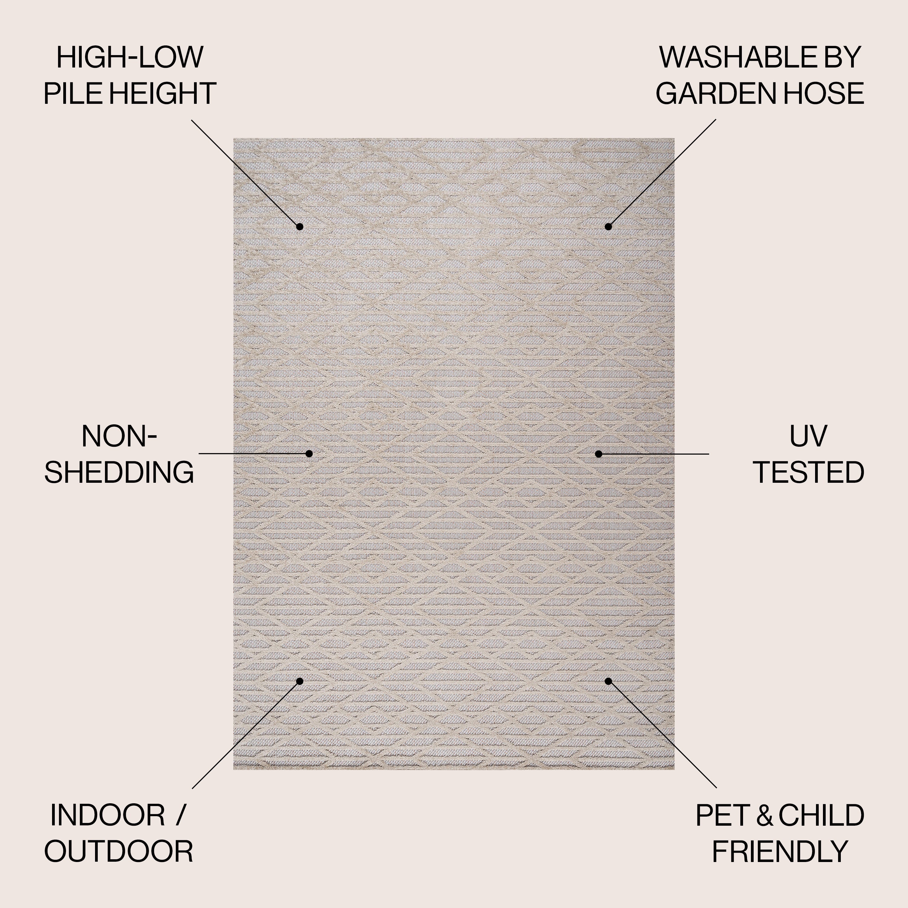Ararat High-Low Pile Moroccan Diamond Modern  Indoor/Outdoor Area Rug