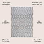 Ararat High-Low Pile Moroccan Diamond Modern  Indoor/Outdoor Area Rug