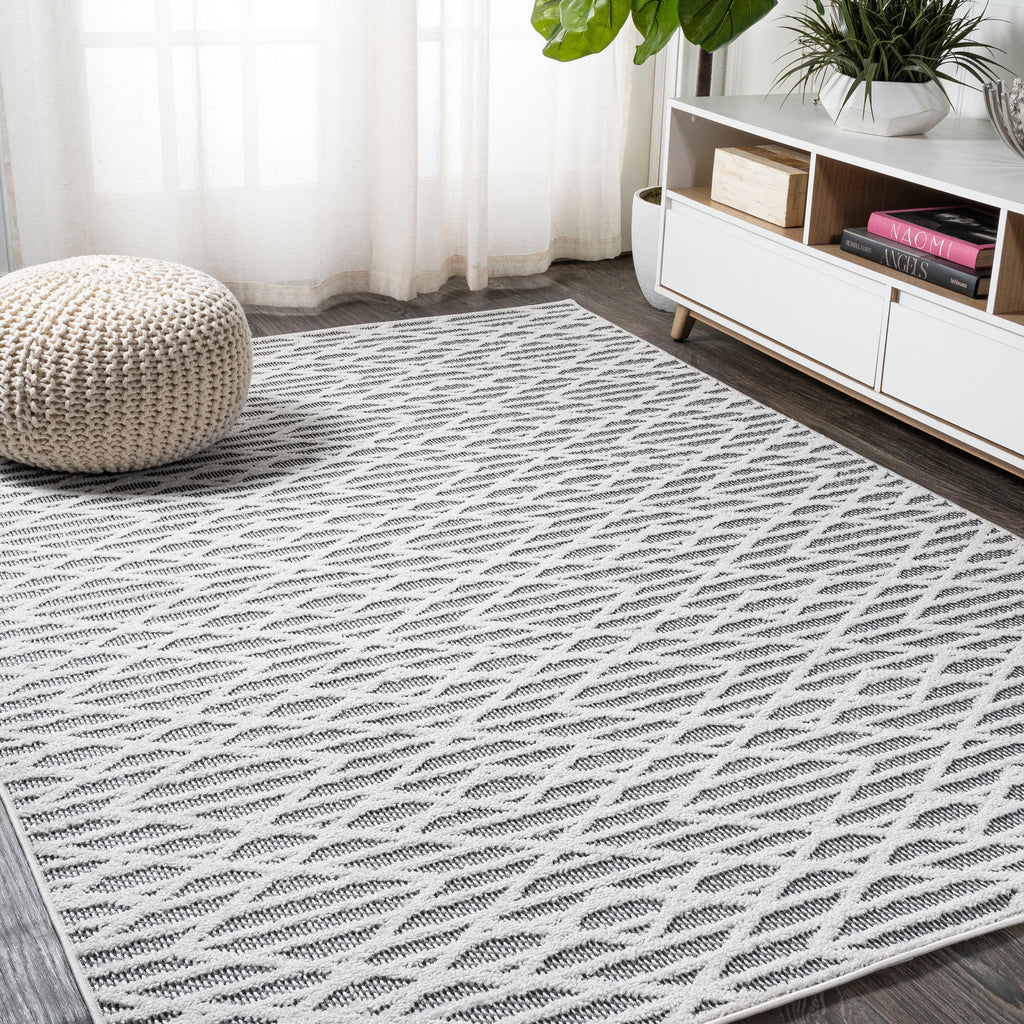 Ararat High-Low Pile Moroccan Diamond Modern  Indoor/Outdoor Area Rug