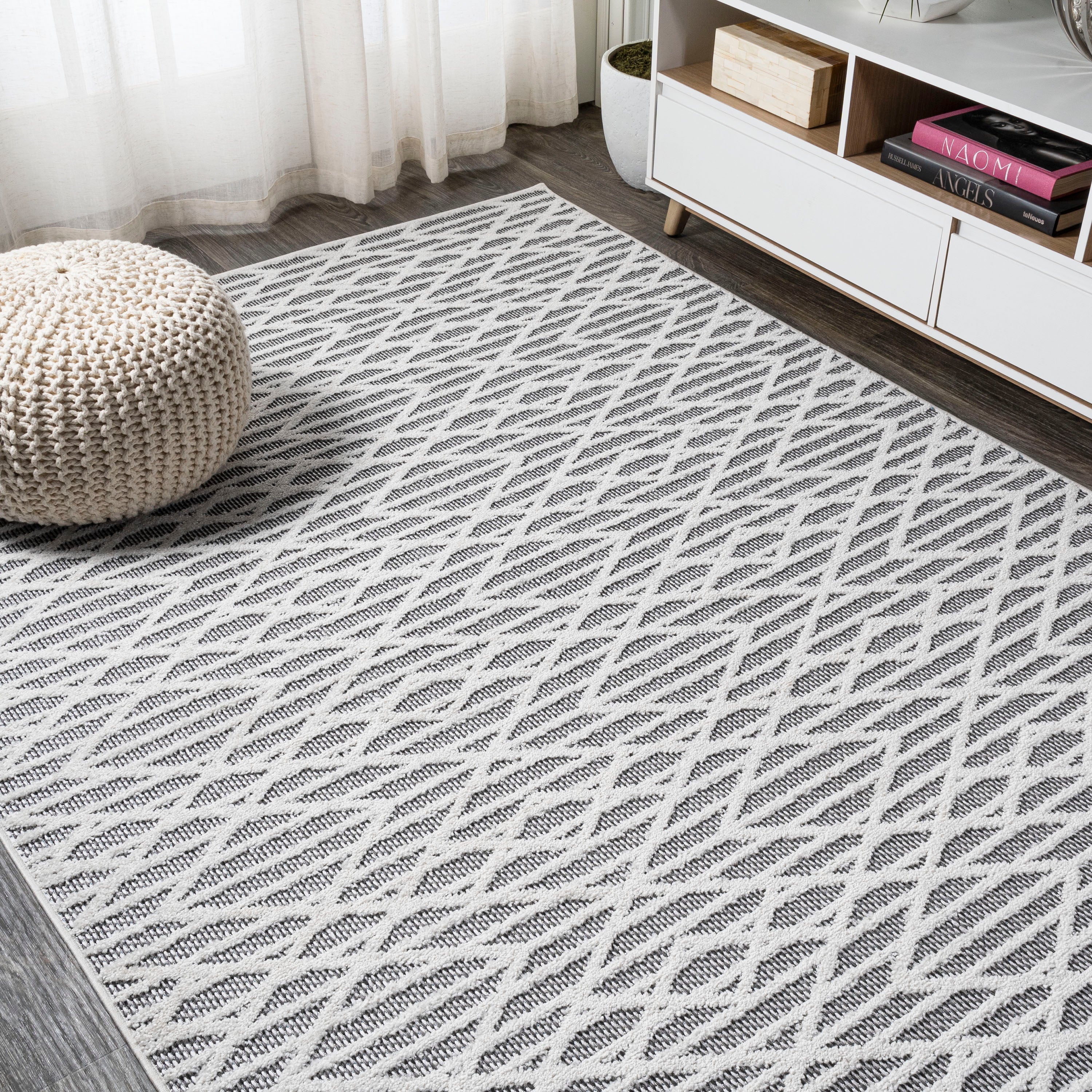 Ararat High-Low Pile Moroccan Diamond Modern  Indoor/Outdoor Area Rug