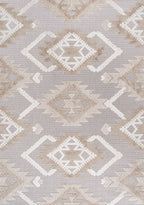 Sumak High-Low Pile Neutral Diamond Kilim Indoor/Outdoor Area Rug
