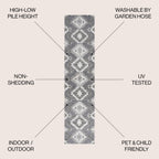 Sumak High-Low Pile Neutral Diamond Kilim Indoor/Outdoor Area Rug