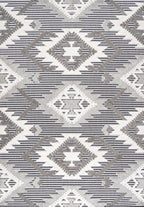 Sumak High-Low Pile Neutral Diamond Kilim Indoor/Outdoor Area Rug
