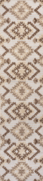 Sumak High-Low Pile Neutral Diamond Kilim Indoor/Outdoor Area Rug