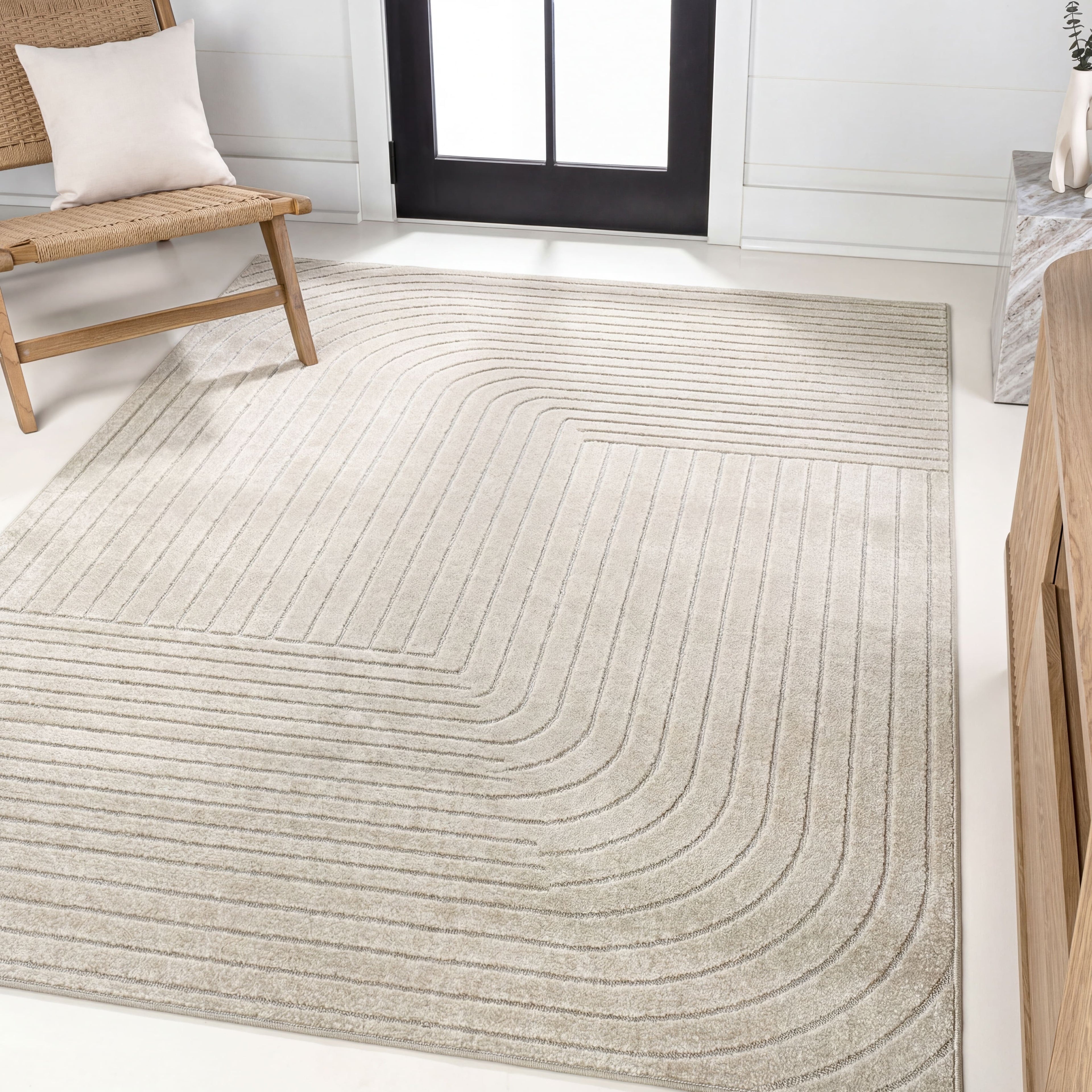 Odense High-Low Minimalist Angle Geometric Indoor/Outdoor Area Rug
