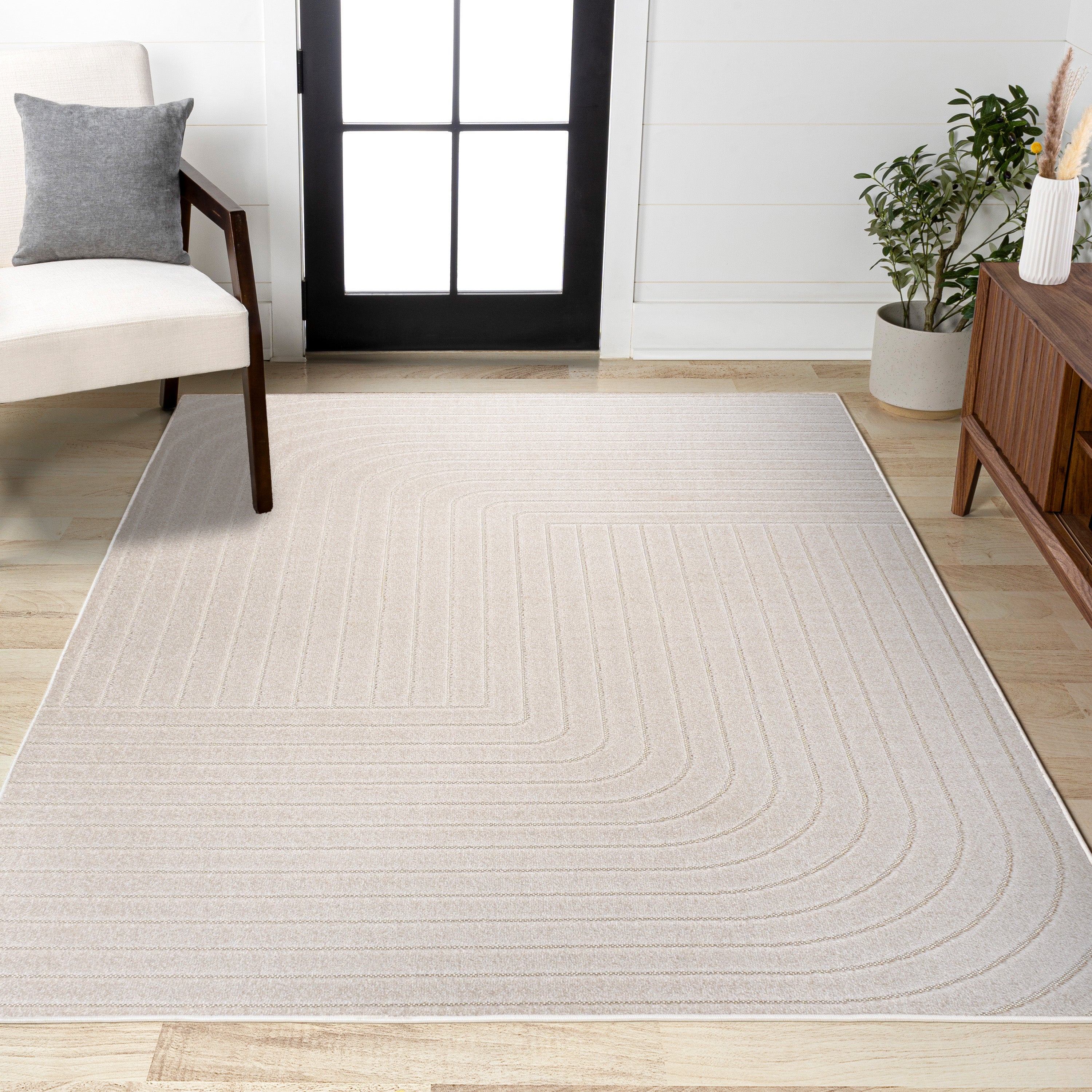 Odense High-Low Minimalist Angle Geometric Indoor/Outdoor Area Rug